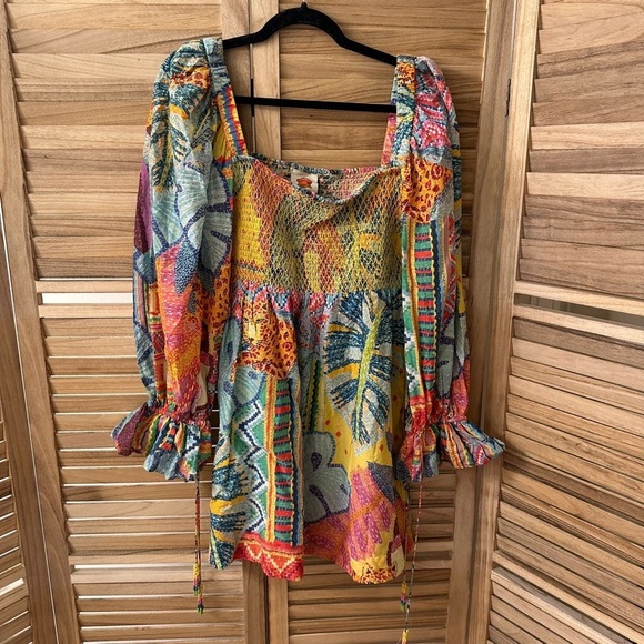 Farm Rio Summer Tapestry Square Neck Mini Dress Size M - Picture 4 of 7